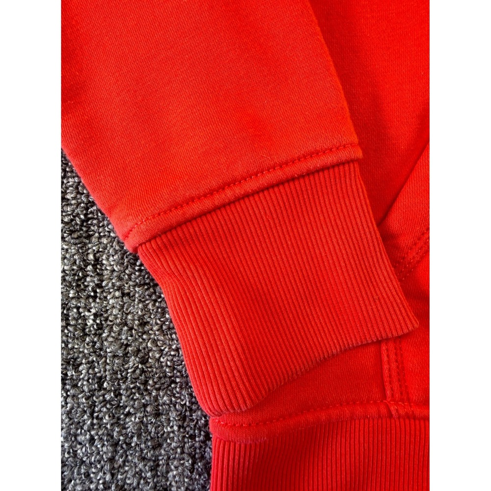Carhartt Hoodie Mens Red Logo Ribbed Hem Drawstring Kangroo Pockets Pullover - Picture 3 of 16